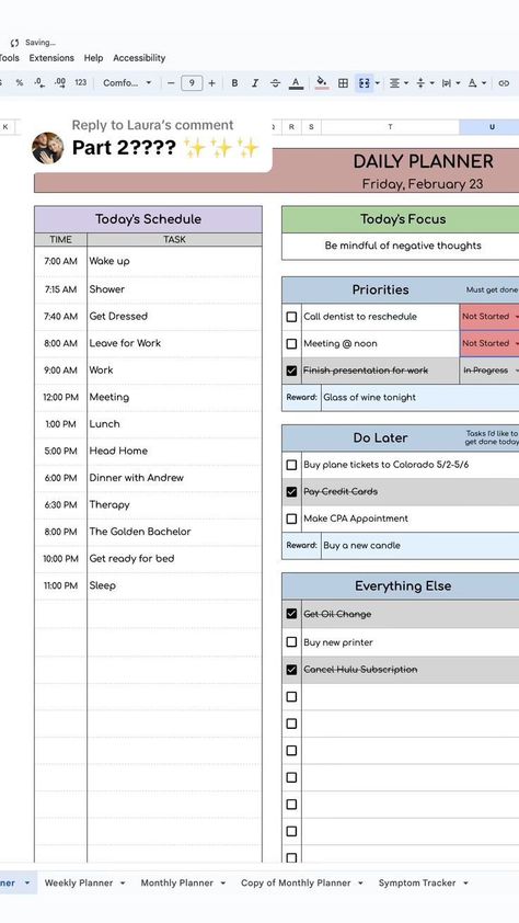 ADHD Planner & Tracker | Google Sheets Templa Spreadsheet Design, Onenote Template, Simple Weekly Planner, Microsoft Excel Tutorial, Student Planner Printable, Learn Computer Coding, Best Study Tips, Planner Writing, Planner Tracker