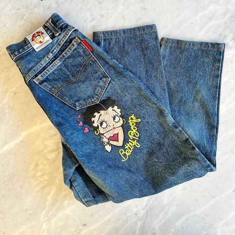 Betty Boop Jeans, Betty Boop Y2k, Betty Boop Aesthetic, 00s Mode, Painted Clothes Diy, Mode Hippie, 2000s Clothes, Cute Pants, Fits Clothes