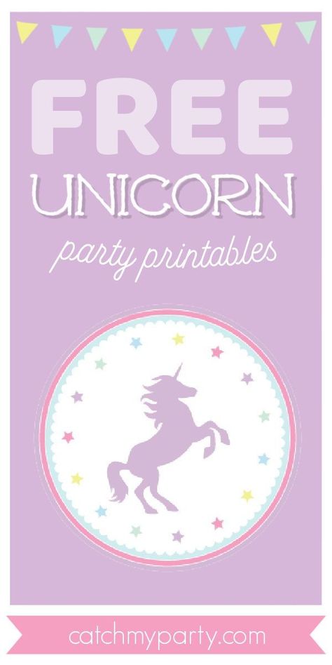 Unicorn Birthday Printables Free, Unicorn Party Food, Birthday Party Invitations Free, Unicorn Themed Birthday Party, Unicorn Birthday Party Invitation, Girls Birthday Party Themes, Unicorn Printables, Birthday Party Printables, Party Labels