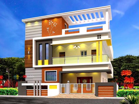 Headroom Elevation Design, 2 Storey House Elevation, Headroom Design, G+1 House Elevation Indian, Modern House Front Elevation, Ceiling Models, House Front Elevation Design, Building Elevations, House Front Elevation