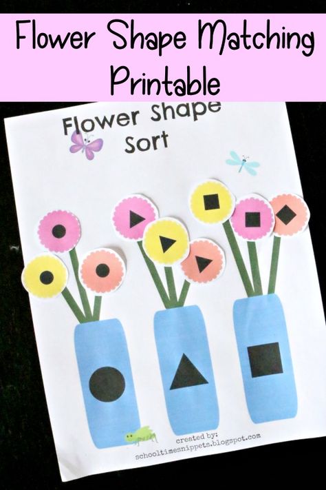 Teach your toddler or preschooler basic 2D shapes with this spring math printable! Your little one will learn about circles, triangles, and squares. Just print and match with this Flower Shape Matching Activity! Spring Lesson Plans, Spring Math Activities, Spring Preschool Activities, Spring Lessons, Spring Math, Shapes Preschool, Spring Preschool, 2d Shapes, Shapes Activities