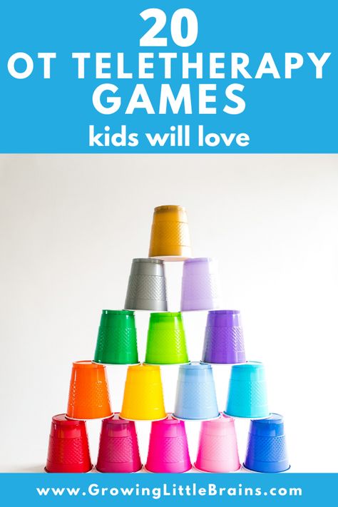 20 OT Teletherapy Games Kids will love — Growing Little Brains Sensory Games For Kids, Therapy Games For Kids, Occupational Therapy For Kids, Play Therapy Activities, Occupational Therapy Kids, Occupational Therapy Activities, Pediatric Occupational Therapy, Therapy Games, Games Kids