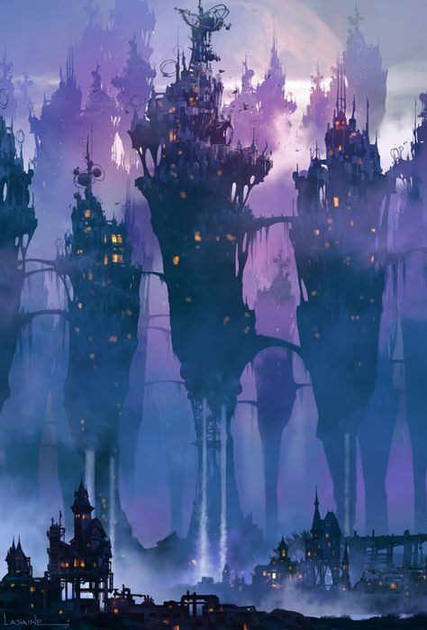 Some Witch's Castles I was developing for a project at DreamWorks that got shelved. It was a cool project, and sadly it'll probably never see the light of day.  | Paul Lasaine  | 2019-10-03 Concept Art Landscape, Witches Castle, Castle Illustration, Fairytale Nursery, Concept Art World, Fantasy Decor, City Illustration, Architectural Drawing, Fantasy City