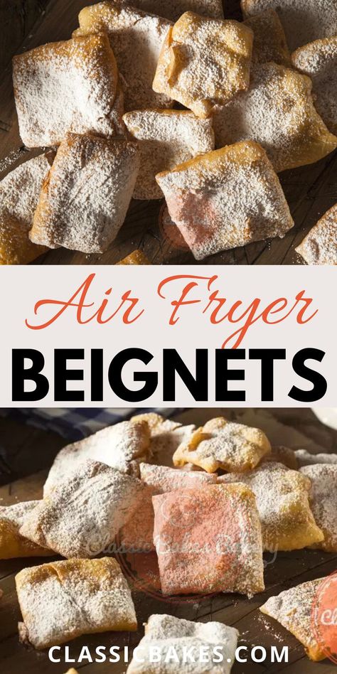 Beignets Air Fryer, Air Fryer Beignets, Beignets Easy, Gluten Free Beignets, Air Fryer Recipes Dessert, Beignet Recipe, Air Fryer Recipe, Donut Recipe, Air Fryer Healthy