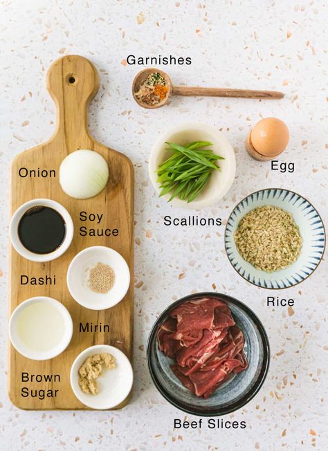 Gyudon Yoshinoya Beef Bowl Recipe - Fitsian Food Life Beef Gyudon Recipe Japanese Food, Nandos Boujee Bowl Recipe, Japanese Beef Bowl Recipe, Gyu Don Recipe, Gyudon Rice Bowls, Gyudon Recipe Beef, Donburi Sauce, Yoshinoya Beef Bowl Recipe, Yoshinoya Beef Bowl