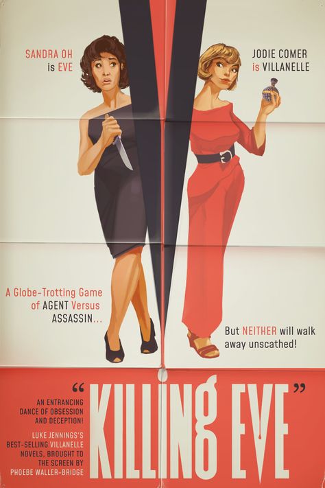 Why Women Kill Poster, Villaneve Fanart, Killing Eve Fanart, Sandra Oh, Movie Poster Wall, Killing Eve, Jodie Comer, Photo Wall Collage, Personal Project