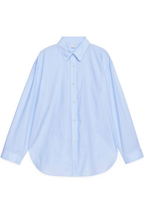 Buy Arket Relaxed Poplin Shirt Online Perfect Spring Outfit, Outfit Formulas, Light Blue Shirts, Pesticides, Shirts Blouses, White Shirts, Pearl Buttons, Mother Of Pearl Buttons, Poplin Shirt