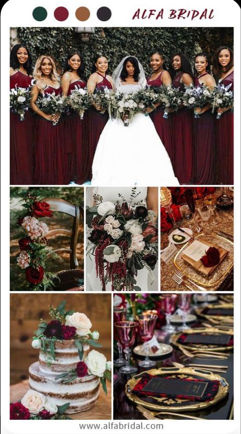 Green And Burgundy Wedding, Burgundy Weddings, Deep Red Wedding, Dark Red Wedding, Wine Colored Wedding, Wine Red Wedding, Burgundy Wedding Theme, Wedding Theme Color Schemes, Winter Wedding Color Palette