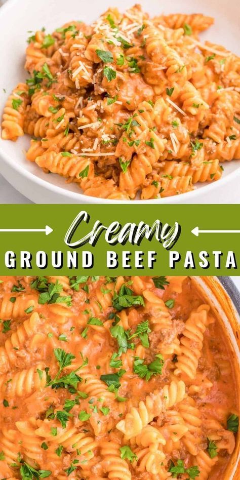 This creamy ground beef pasta is the best choice for a quick and easy homemade meal, perfect for both lunch and dinner. This simple dish is a must-try, especially during the holidays when you crave a comforting and satisfying meal. With its velvety, creamy sauce and savory ground beef, it's a tasty addition to your menu that will leave everyone asking for seconds. Creamy Ground Beef Pasta, Creamy Ground Beef, Lunch Casserole, Ground Beef Pasta Recipes, Beef Pasta Recipes, Ground Beef Pasta, Favorite Pasta Recipes, Beef Pasta, Dinner With Ground Beef