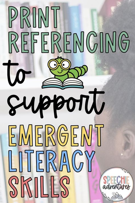 "Print referencing is an evidence-based strategy that may be used by speech-language pathologists and other early childhood specialists to enhance the emergent literacy skills of young children" (Justice & Ezell, 2004). Print Awareness, Emergent Literacy, Speech And Language Therapy, Morning Meeting, Literacy Skills, Speech Language Pathologists, Language Therapy, Speech And Language, Early Childhood