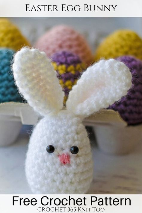 Crochet Egg Bunny Pattern Free, Easy Easter Crochet Patterns, Easter Crochet Patterns Free Amigurumi Baby Chicks, Crochet Bunny Pattern Free Easy, Easter Crochet Patterns Free Easy, Crochet Peeps, Crochet Easter Patterns, Crochet Spring Patterns, Crochet Easter Eggs