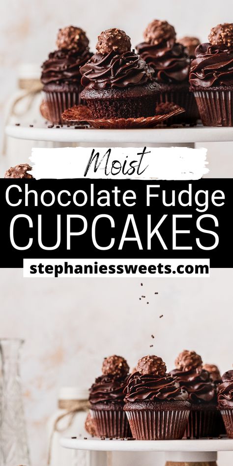 Fudge Ganache, Fudge Cupcakes, Chocolate Fudge Cupcakes, Moist Chocolate Cupcakes, Best Chocolate Cupcakes, Chocolate Cupcakes Moist, Fudge Frosting, Cupcake Recipes Chocolate, Caramel Cheesecake