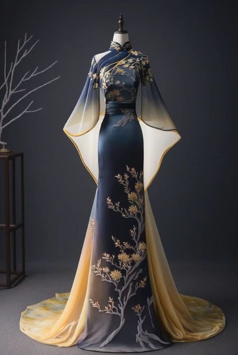 Gaun Abad Pertengahan, Chinese Fancy Dress, Fantasy Dresses, Fashion Drawing Dresses, Fashion Illustration Dresses, Fantasy Gowns, فستان سهرة, Fairytale Dress, Fantasy Dress