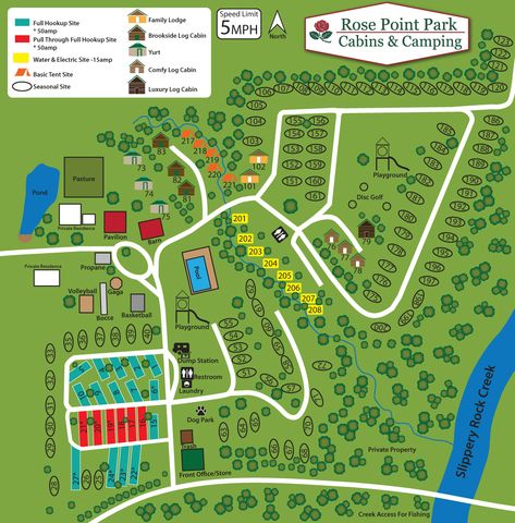 Rose Point Park Campground - Site Map & Rules Campground Layout, Campsite Design, Village Plan, Tents Camping Glamping, Rv Traveling, Community Homes, African Village, Camping Planning, Tents Camping