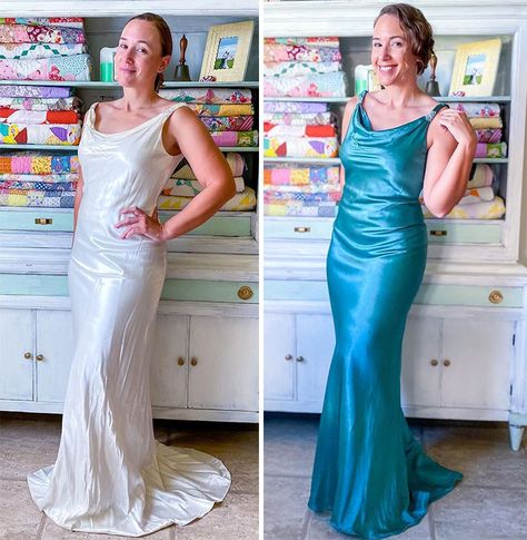 Woman Modifies Old Thrift Store Clothes To Create New Outfits And Here Are 25 Of Her Best Works (New Pics) Thrift Store Clothes, Thrift Store Outfits, Thrift Store Refashion, Thrifted Outfits, Dress Out, Dress Store, Celebrity Outfits, Beautiful Gowns, Stunning Dresses