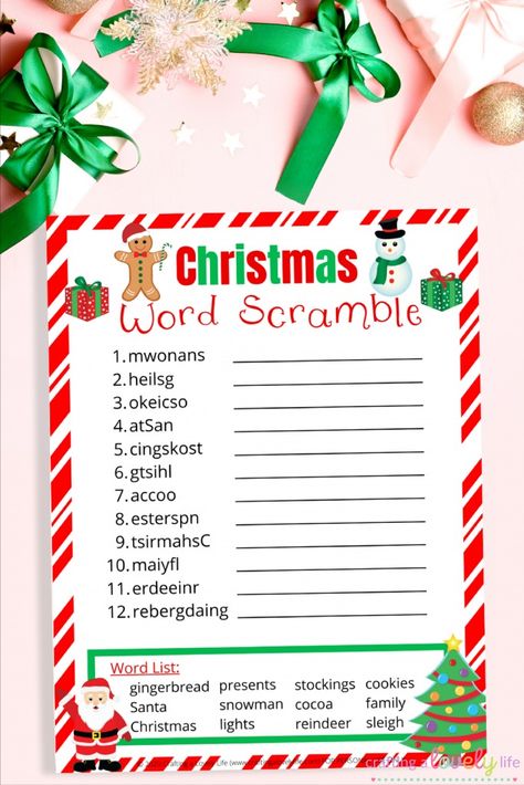 This free printable word scramble for Christmas is such a fun activity to do this year! This is a Christmas word scramble with answers Christmas Unscramble Words Free, Christmas Unscramble Words, Word Scramble With Answers, Boot Centerpiece, Christmas Word Scramble, Unscramble Words, Christmas Games For Adults, Fun Christmas Activities, Printable Christmas Games