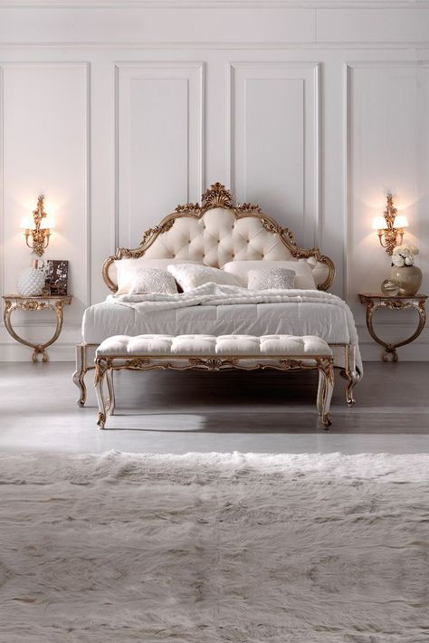 Rococo Bed, Headboard Frame, Carved Headboard, French Bedroom, White Bed, Classic Bedroom, Style Deco, Trendy Bedroom, Modern Bed