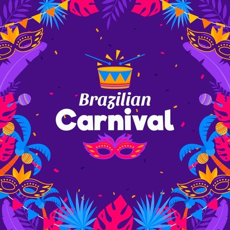 Carnaval Design, Flat Design Poster, Well Paper, Carnival Design, Carnival Dancers, Brazilian Carnival, Brazil Carnival, Carnival Posters, Party Logo