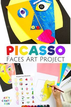 Picasso Kids, Picasso Faces, Picasso Drawing, Faces Art, Art Project For Kids, Pablo Picasso Art, Easy Art For Kids, Art Projects For Kids, Kids Painting