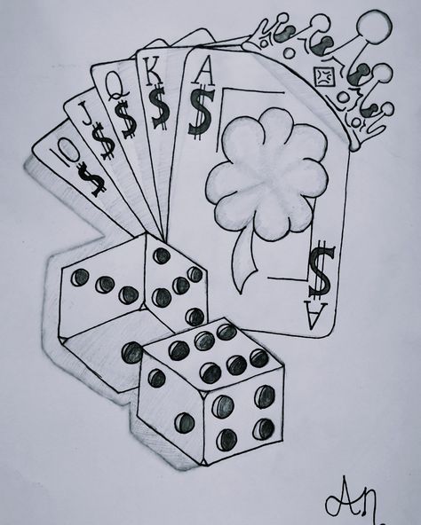 Cards And Dice Drawing, Tattoo Ideas Naruto, Couple Tattoo Ideas, Half Sleeve Tattoo Stencils, Alice In Wonderland Drawings, Notebook Drawing, Tattoo Outline Drawing, Couple Tattoo, Cross Tattoo Designs