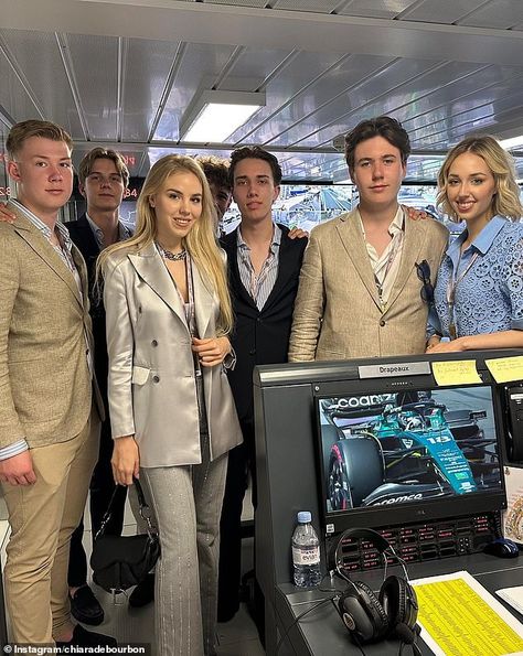 Royal fans speculated Prince Christian of Denmark (centre right) was dating Princess Maria Chiara di Borbone-Two Sicilies after seeing this photo from the Monaco Grand Prix Danish Prince, Prince Christian Of Denmark, Prince Michael Of Kent, Queen Margrethe Ii, Princess Victoria Of Sweden, Prince Daniel, Princess Estelle, Monaco Grand Prix, Danish Royal Family