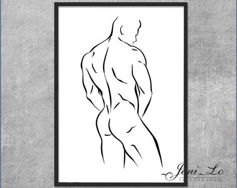 Line Art Drawings Man, Male Body Line Art, Line Art Male, Man Line Art, Male Body Drawing, Drawing Man, Masculine Art, Male Body Art, Single Line Art