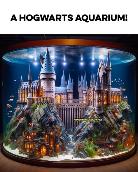 Harry Potter Fish Tank, Aquarium Ideas, Aquarium Design, Harry Potter Crafts, Harry Potter Theme, Fish Tank, Hogwarts, Harry Potter, Fish