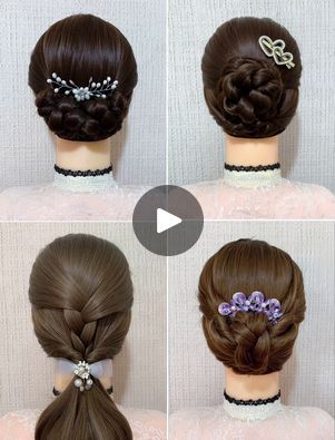 585K views · 14K reactions | Everyday Bun Hairstyles for Short and Medium Hair | Learn to Make Simple Bun Hairstyle for Girls and Women | By K4 Henna | Hello everyone, take two
sections of the hair, roll the hair in on itself, divide the
bottom post of the hair into two parts and then braid both
of these parts. Now roll the braid upwards and then put it
through the sections. Lift it up and then pin it up in place.
Take a section from the left side and then tie a rubber band
to it. Roll the hair in on itself and now do the same on
the right side as well. In each of these sections add a rubber
band in the middle section and then lift it up, make it into a
bow, tie a braid at the bottom as such and then roll it
upwards and fasten it in its place. Next take top section of
the hair and make a b One Braid, Hair Roll, Lazy Girl Hairstyles, Easy To Do Hairstyles, Two Ponytails, Perfect Bun, Super Easy Hairstyles, Elegant Bun, Roll Hairstyle