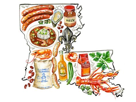 After leaving Louisiana for New York in 2003, I couldn't shake the foods, the flavors, and the culinary rituals I'd come to love while I was down there. Luckily, over the years, I've learned how to source most of the things I enjoyed back then (and made a few new discoveries) online. There's nothing like having these foods and drinks in the great state of Louisiana itself, but here are eight ways you can experience the next best thing. Louisiana Food, The Bayou, Louisiana, New Orleans, Map