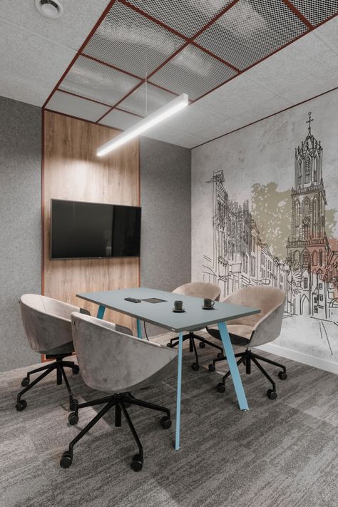 Blue Grey Office Design, Meeting Room Design Creative, Blue Office Design, Meeting Room Design Office, Meeting Room Design, Davis Furniture, Open Space Office, Office Meeting Room, Office Fit Out