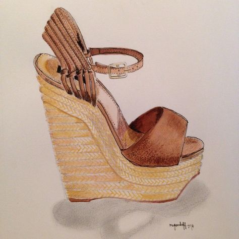 Illustrated Shoe selfie series. #handdrawn #illustration #watercolor #mixedmedia #wedges Wedges Drawing, Shoe Selfie, Espadrilles Style, Illustration Watercolor, Wedge Espadrille, Fashion Illustration, Espadrilles, How To Draw Hands, Art Design