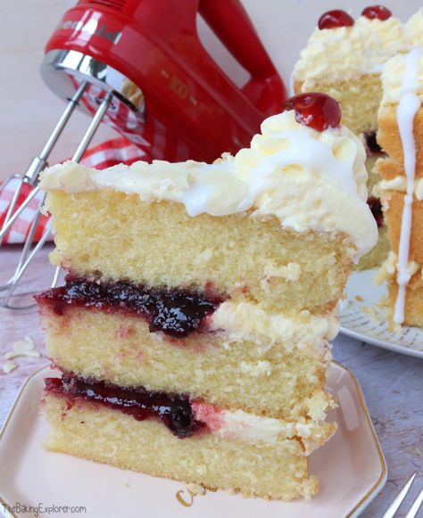 Cherry Bakewell Cake #AD - The Baking Explorer Cherry Bakewell Birthday Cake, Cherry Bakewell Cake, Amarena Cherries, Pat A Cake, Bakewell Cake, Cakes Vanilla, Weekend Baking, Almond Buttercream, Apple Pudding