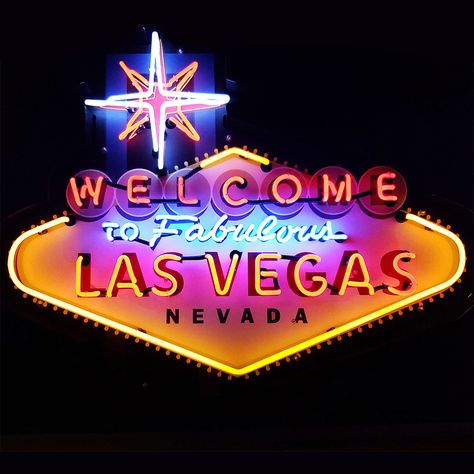 The Elite Las Vegas neon sign features multi-colored, hand blown neon tubing. The glass tubes are backed by a beautiful silkscreened full-color image, and the entire sign is supported by a black finished metal grid.