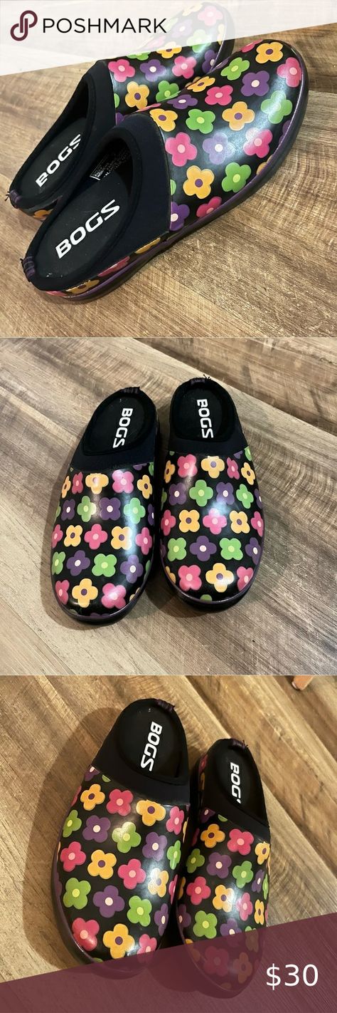 BOGS Slip On Garden Shoes. sz 7 women. Black with Multicolored Flowers NONSLIP Multicolored Flowers, Garden Shoes, Slip On, Plus Fashion, Flowers, Fashion Design, Fashion Trends, Closet, Fashion Tips