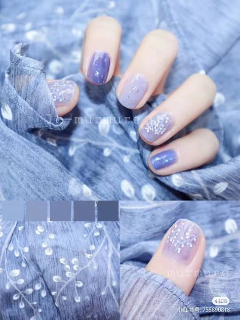 #nail art# blue and purple nail art design ideas Nail Art Blue, Purple Nail Art Designs, Purple Nail Art, Korean Nail Art, Asian Nails, Art Design Ideas, Finger Nail Art, Nail Trend, Beauty Nails Design