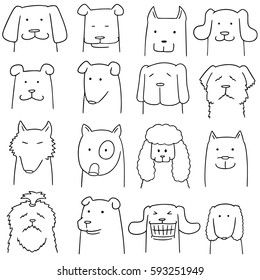 Cat And Dog Drawing, Dog Drawing Simple, Dog Line Drawing, Cute Dog Drawing, Dog Outline, Arte Doodle, Dog Faces, Dog Line, 강아지 그림