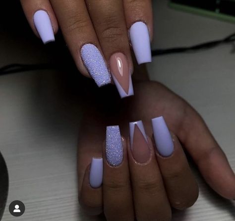 Ongles Gel Violet, Purple Glitter Nails, Purple Acrylic Nails, Lavender Nails, Blue Acrylic Nails, Purple Nail, Acrylic Nails Coffin Pink, Acrylic Nails Coffin Short, Short Acrylic Nails Designs