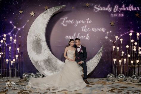 Galaxy Wedding Backdrop, Moon Wedding Backdrop, Moon Wedding Theme, Celestial Birthday, Celestial Wedding Theme, Sangeet Decor, Night Wedding Decor, Galaxy Wedding, Holiday Balloons