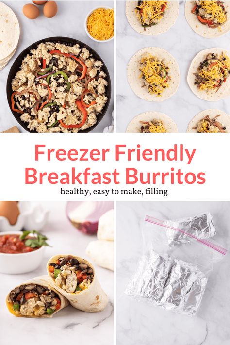 Easy to customize breakfast burritos that can be made in advance and kept in the freezer. These are filling, nutritious, and a great option for meal prep. #breakfast #freezerfriendly #kidfriendly #quickandeasy Healthy Freezer Breakfast, Eggs And Veggies, Inspiralized Recipes, Vegetarian Lunches, Make Ahead Breakfast Burritos, Freezer Breakfast Burritos, Pepper Recipes, Slender Kitchen, Gf Breakfast