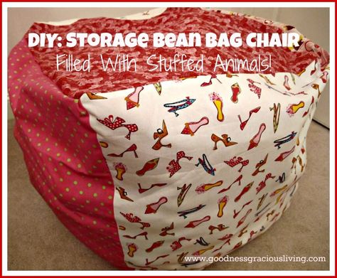 DIY Bean Bag Chair: A Place to Hide the Mess! Diy Bean Bag Chair, Diy Bean Bag, Stuffed Animal Bean Bag, Kids Bean Bags, Bean Bag Chairs, Bag Chairs, Sewing Stuffed Animals, Bags Ideas, Kids Room Organization