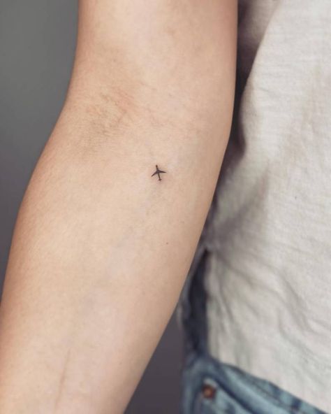 Travel Tattoo Minimalist, Fine Line Airplane Tattoo, Airplane Window Tattoo, Tiny Plane Tattoo, Tiny Travel Tattoo, Small Airplane Tattoo, Tattoo Airplane, Paper Airplane Tattoo, Paper Airplane Tattoos