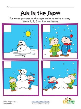 Write the correct number in each box of this 4 step picture sequencing worksheet to put the story of building a snowman in the right order. Sequence Of Events Worksheets, Story Sequencing Worksheets, Picture Story For Kids, Placemat Ideas, Sequencing Activities Kindergarten, Sequencing Pictures, Activity Placemat, Sequencing Worksheets, Activities Kindergarten