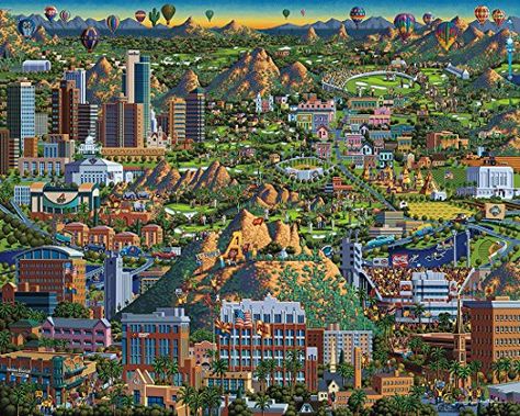 Jigsaw Puzzle  Valley of the Sun 1000 Pc By Dowdle Folk Art Buffalo Games, American Painting, Puzzle Art, Travel Inspired, Labradoodle, Travel Around The World, Travel Around, Jigsaw Puzzle, Jigsaw Puzzles