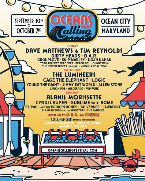 Sublime With Rome, Skip Marley, Toad The Wet Sprocket, Robert Irvine, Jimmy Eat World, Young The Giant, Cage The Elephant, Music Festival Poster, The Lumineers