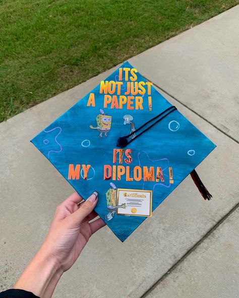 Sarcastic Graduation Caps, Gaming Graduation Cap, Nerdy Graduation Cap, Spongebob Grad Cap, Funny Graduation Cap Decoration, Funny Graduation Cap Designs, Funny Grad Cap Ideas, Graduation Cap Decoration Nursing, Diy Grad Cap