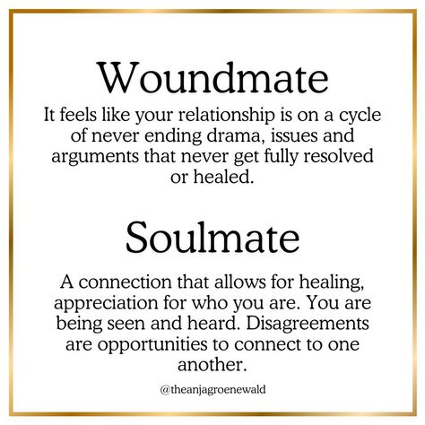 Woundmate vs Soulmate The type of mate that you manifest does reflect the state of emotions and beliefs that you hold. You are the attractor, what shows up for you is a reflection of you. While this is often painful and frustrating, it is an indicator where you are at. When you take the emotions away from what is showing up, and you treat it as feedback, you’ll realise the amazing insight that it gives you. What inside of you is a match to that which has shown up? Is it what you want or ... Types Of Soulmates, What Is A Soulmate, Soulmate Manifestation, Manifest Soulmate, Transformational Coaching, Creating A Vision Board, The Emotions, Practice Gratitude, Love Affirmations