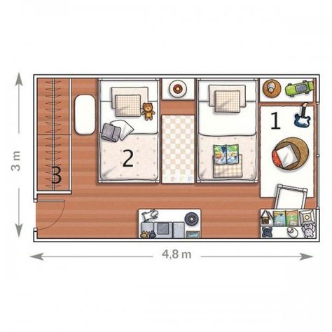 5 Room Designs For Two Boys And Their Layouts Casa Interior, Shared Girls Bedroom, Shared Kids Room, Boys Room Design, College Ideas, Bedroom Layout, Dekorasi Kamar Tidur, Shared Room, Kids Room Inspiration