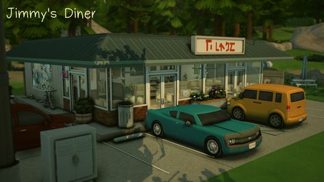 Jimmy's Diner | Patreon Diner Sims 4 Cc, Sims 4 Diner Build, Sims 4 Diner Cc, Sims 4 Diner, Sims 4 Realistic House, Sims 4 Community Lots, Sims Gallery, Ts4 Lots, Aesthetic Sims