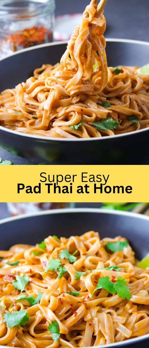 Easy Homemade Pad Thai Pad Tie Noodles, Home Made Pad Thai, Pad Thai Noodle Recipe Easy, Peanut Butter Pad Thai Sauce, Simple Pad Thai Recipe, Thai Express Pad Thai Copycat, Peanut Butter Pad Thai Recipe, Pad Thai Recipe Sauce, Easy Asian Noodle Sauce