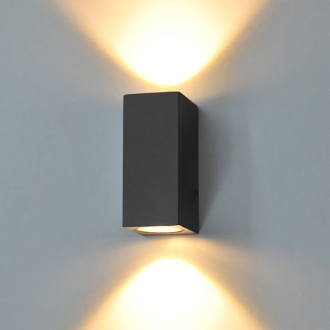 Aluminum Geometric Shaped Wall Sconce Minimalistic Black LED Wall Mount Light for Patio - Black - Rectangle - Clearhalo - 'Cast Iron' - 'Glass' - 'Industrial' - 'Modern wall lights' - 'Modern' - 'Tiffany' - 'Traditional wall lights' - 'Wall Lamps & Sconces' - 'Wall Lights' - Lighting' - 2336788 Porch Wall Lights, Porch Wall, Living Room Balcony, Wall Lights Bedroom, Indoor Wall Lights, Outdoor Wall Lantern, Patio Lighting, Square Plates, Mount Light